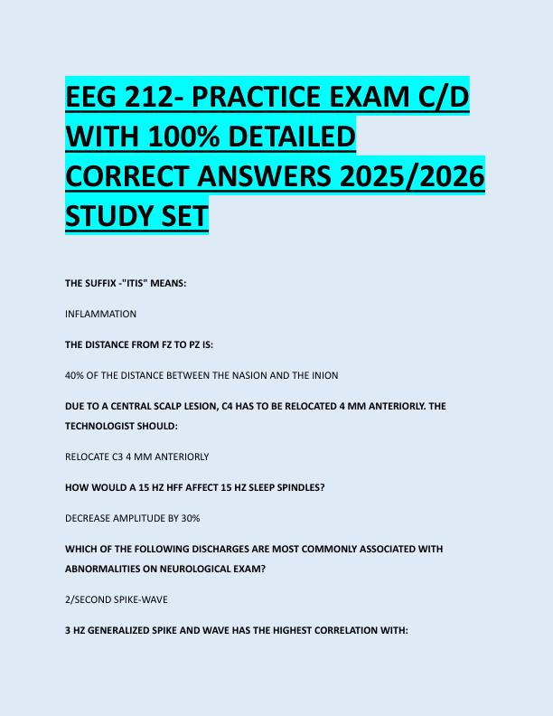 EEG 212- PRACTICE EXAM C/D  WITH 100% DETAILED  CORRECT ANSWERS 2025/2026  STUDY SET 