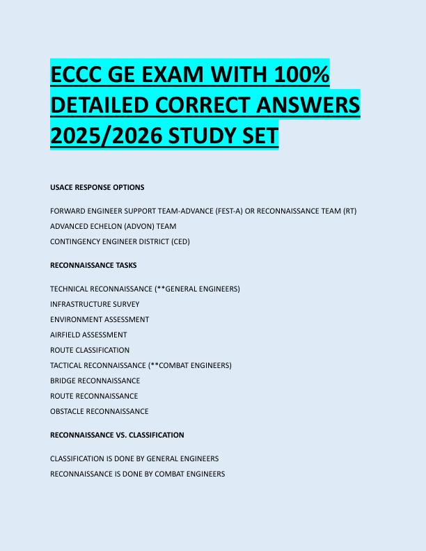 ECCC GE EXAM WITH 100%  DETAILED CORRECT ANSWERS  2025/2026 STUDY SET 