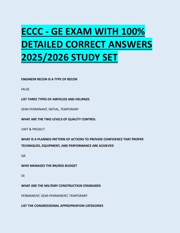ECCC - GE EXAM WITH 100%  DETAILED CORRECT ANSWERS  2025/2026 STUDY SET 
