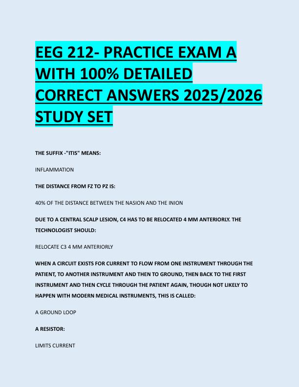 EEG 212- PRACTICE EXAM A  WITH 100% DETAILED  CORRECT ANSWERS 2025/2026  STUDY SET 