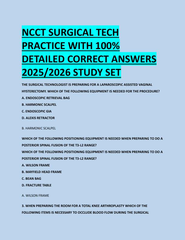 NCCT SURGICAL TECH  PRACTICE WITH 100%  DETAILED CORRECT ANSWERS  2025/2026 STUDY SET 