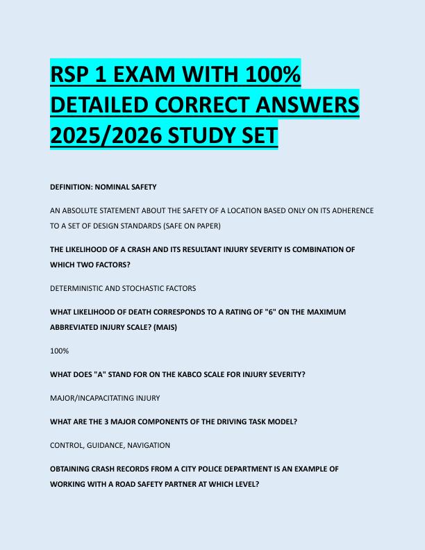 RSP 1 EXAM WITH 100%  DETAILED CORRECT ANSWERS  2025/2026 STUDY SET 