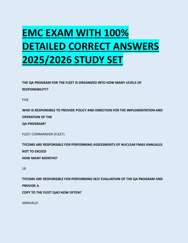 EMC EXAM WITH 100%  DETAILED CORRECT ANSWERS  2025/2026 STUDY SET 