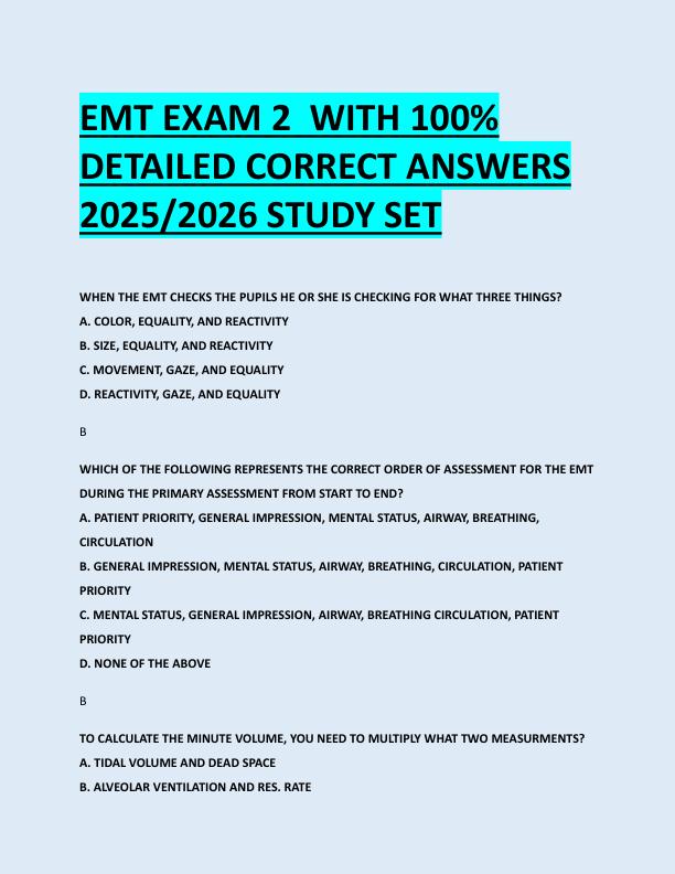 mobile-preview-EMT EXAM 2  WITH 100%  DETAILED CORRECT ANSWERS  2025/2026 STUDY SET 