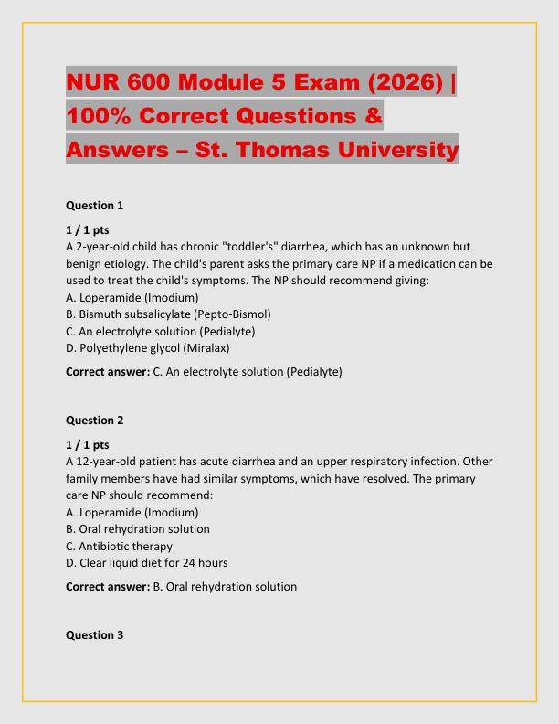 NUR 600 Module 5 Exam