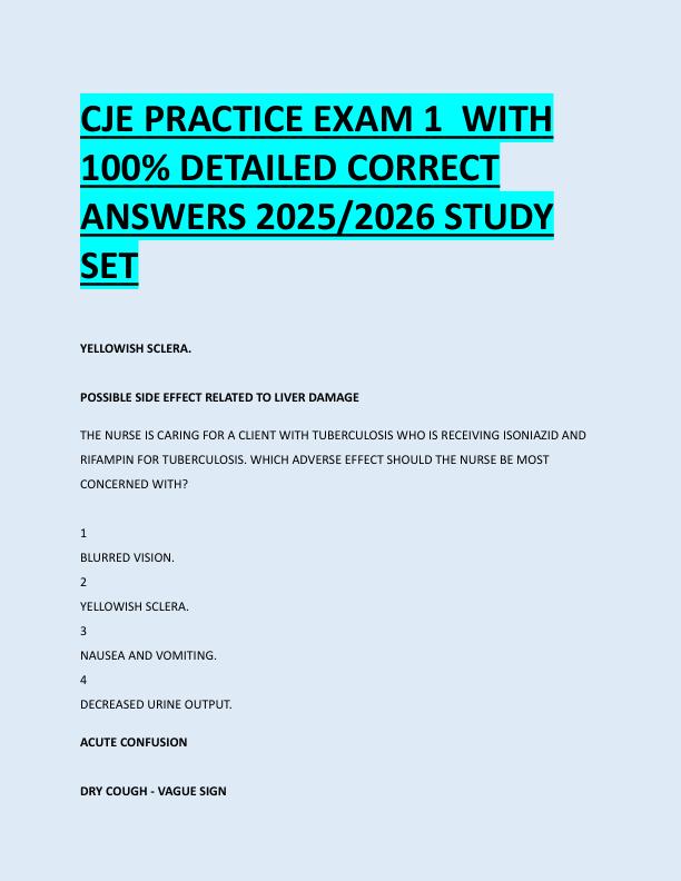 CJE PRACTICE EXAM 1  WITH  100% DETAILED CORRECT  ANSWERS 2025/2026 STUDY  SET 