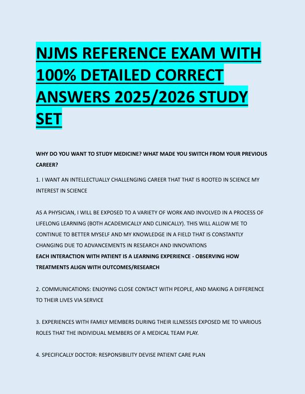 NJMS REFERENCE EXAM WITH  100% DETAILED CORRECT  ANSWERS 2025/2026 STUDY  SET 