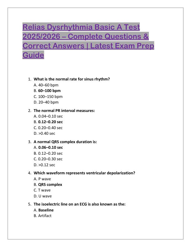 Relias Dysrhythmia Basic A Test 2025