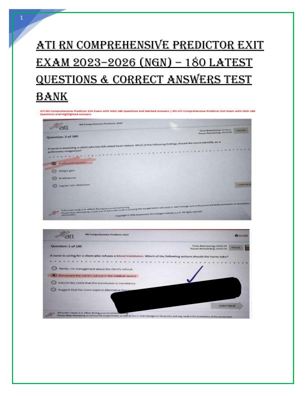 ATI RN Comprehensive Predictor Exit Exam 2023