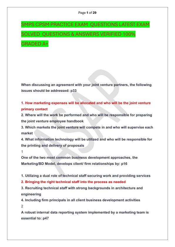 SMPS CPSM PRACTICE EXAM  QUESTIONS LATEST EXAM SOLVED  QUESTIONS & ANSWERS VERIFIED 100%  GRADED A+
