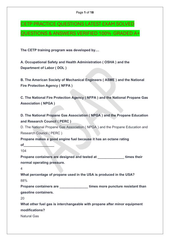 CETP PRACTICE QUESTIONS LATEST EXAM SOLVED  QUESTIONS & ANSWERS VERIFIED 100%  GRADED A+