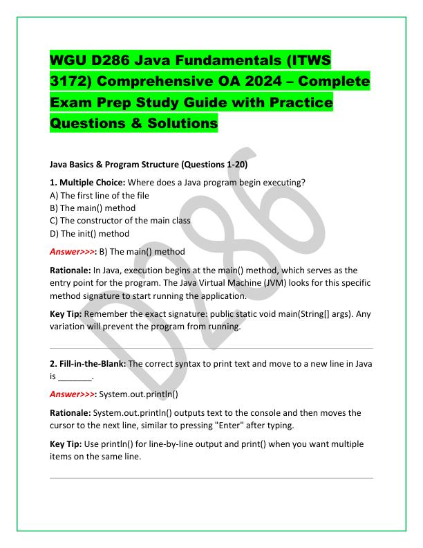 WGU D286 Java Fundamentals