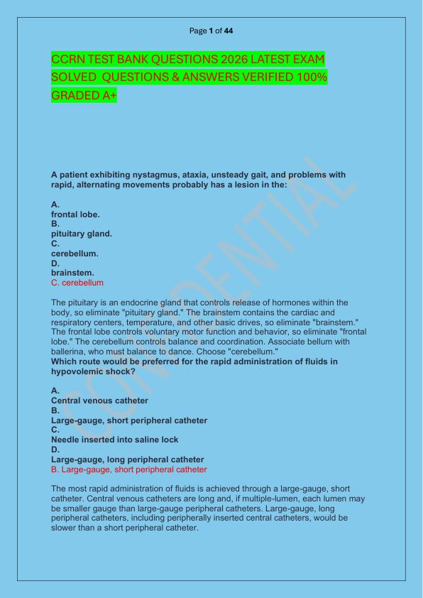 mobile-preview-CCRN TEST BANK QUESTIONS 2026 LATEST EXAM SOLVED  QUESTIONS & ANSWERS VERIFIED 100%  GRADED A+