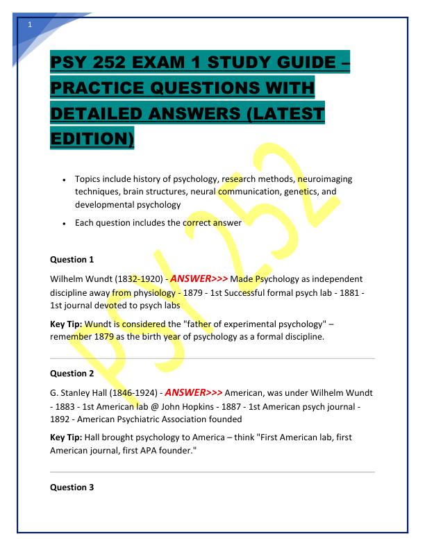 PSY 252 EXAM 1 STUDY GUIDE
