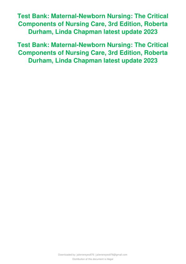 Latest 2023 Davis Advantage for Maternal-Newborn Nursing The Critical Components of Nursing Car Test bank  All Chapters.pdf