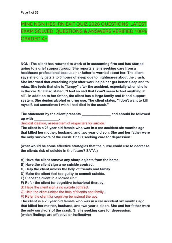 mobile-preview-MINE NGN HESI RN EXIT QUIZ 2026 QUESTIONS  LATEST EXAM SOLVED  QUESTIONS & ANSWERS VERIFIED 100%  GRADED A+