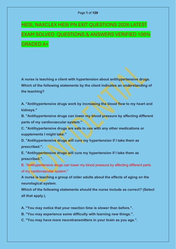 mobile-preview-HESI, NAXCLEX HESI PN EXIT QUESTIONS 2026 LATEST EXAM SOLVED  QUESTIONS & ANSWERS VERIFIED 100%  GRADED A+