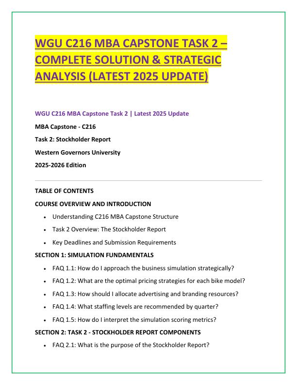 WGU C216 MBA CAPSTONE TASK 2
