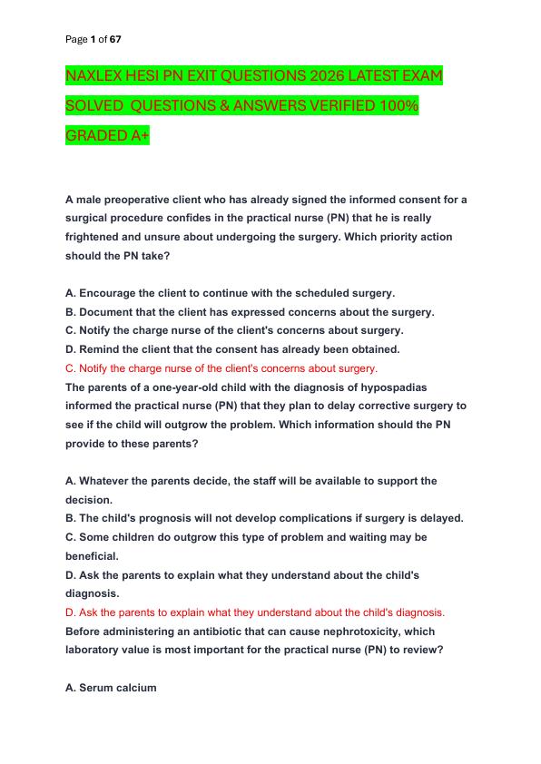 mobile-preview-NAXLEX HESI PN EXIT QUESTIONS 2026 LATEST EXAM SOLVED  QUESTIONS & ANSWERS VERIFIED 100%  GRADED A+