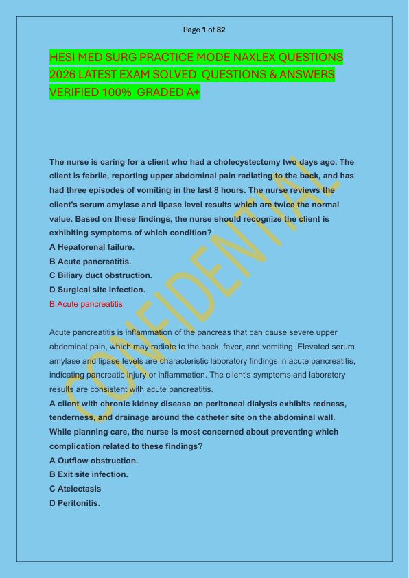 mobile-preview-HESI MED SURG PRACTICE MODE NAXLEX QUESTIONS 2026 LATEST EXAM SOLVED  QUESTIONS & ANSWERS VERIFIED 100%  GRADED A+