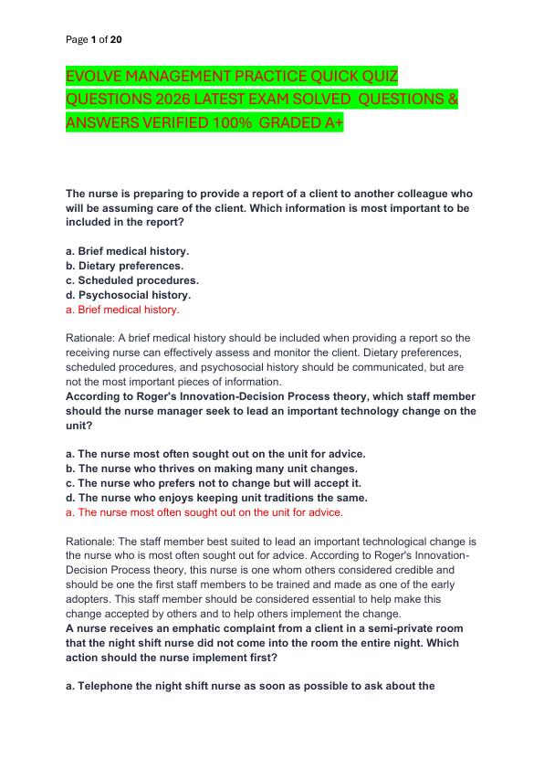 mobile-preview-EVOLVE MANAGEMENT PRACTICE QUICK QUIZ QUESTIONS 2026 LATEST EXAM SOLVED  QUESTIONS & ANSWERS VERIFIED 100%  GRADED A+