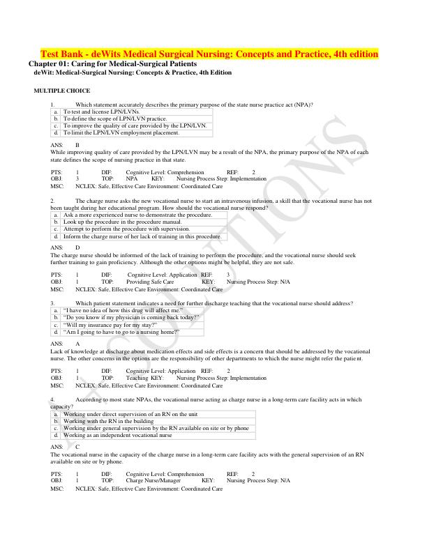 Latest 2023 Dewits Medical Surgical Nursing Concepts and Practice 4th Edition by Stromberg Test bank  All Chapters.pdf