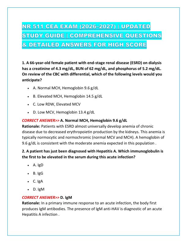 NR 511 CEA EXAM