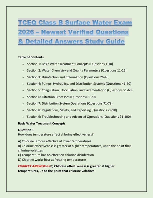 TCEQ Class B Surface Water Exam 2026