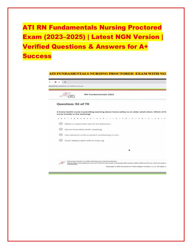 ATI RN Fundamentals Nursing Proctored Exam