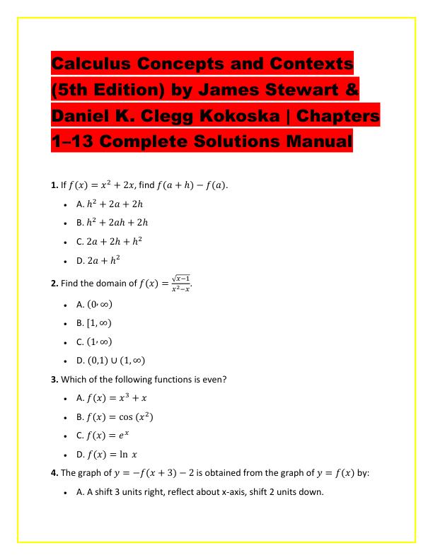 Calculus Concepts and Contexts