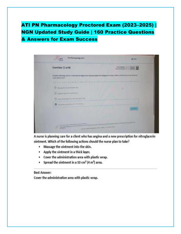 ATI PN Pharmacology Proctored Exam