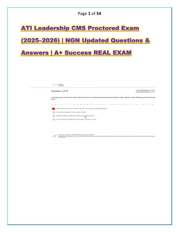 ATI Leadership CMS Proctored Exam