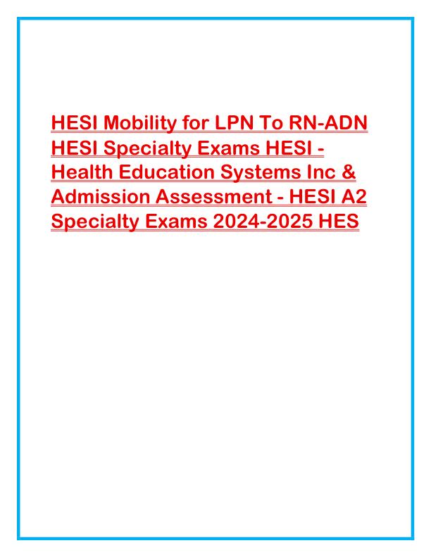 HESI Mobility for LPN To RN