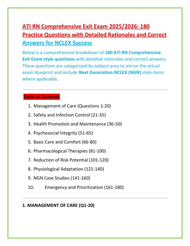 ATI RN Comprehensive Exit Exam 2025333