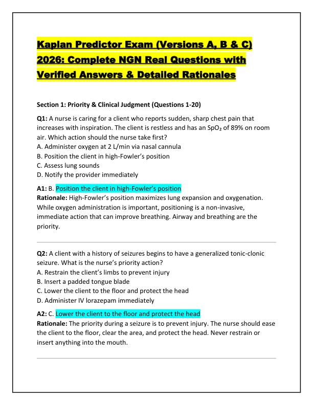 Kaplan Predictor Exam