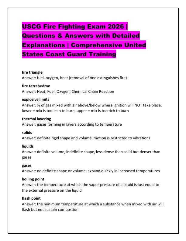 USCG Fire Fighting Exam 2026