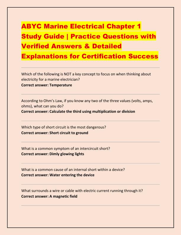 ABYC Marine Electrical Chapter 1 Study Guide