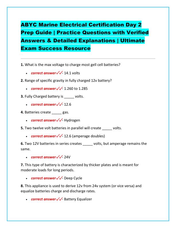 ABYC Marine Electrical Certification Day 2 Prep Guide