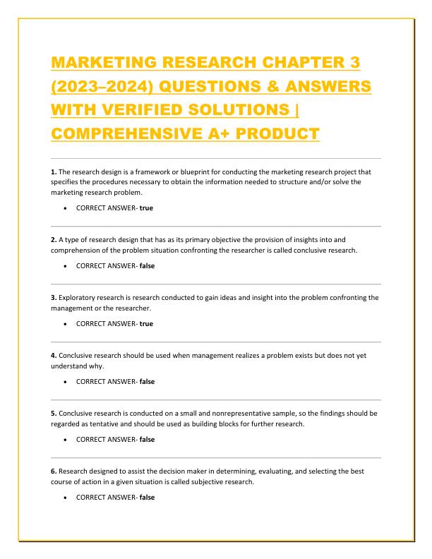 MARKETING RESEARCH CHAPTER 3