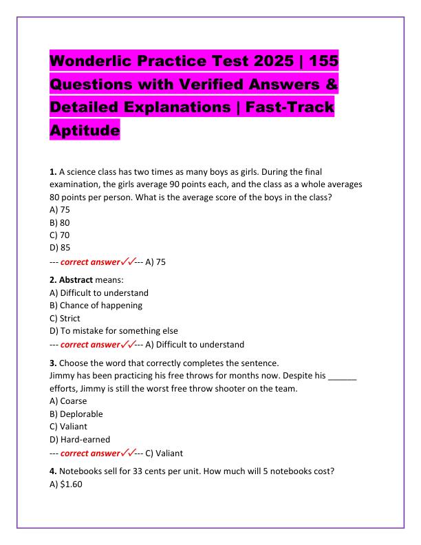 Wonderlic Practice Test 2025