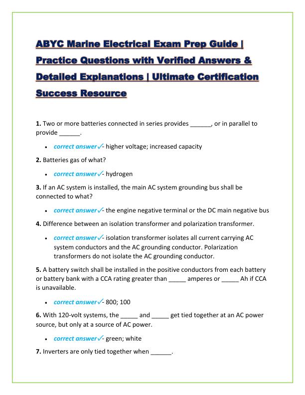 ABYC Marine Electrical Exam Prep Guide