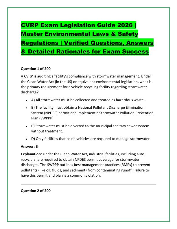 CVRP Exam Legislation Guide 2026
