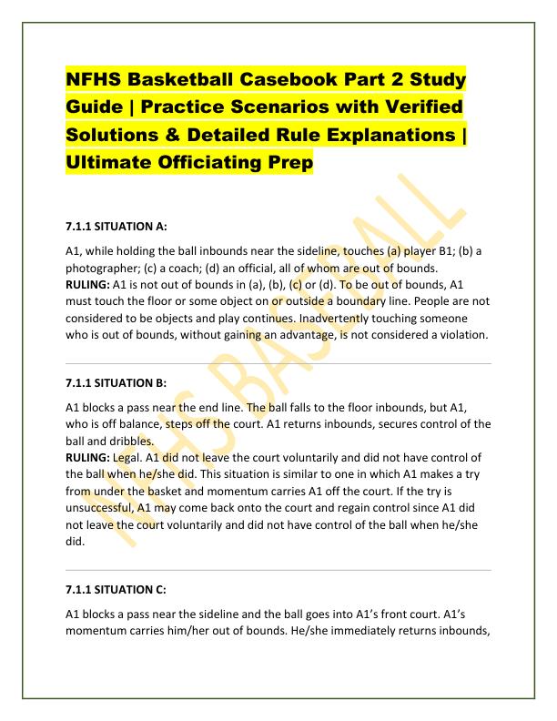 NFHS Basketball Casebook Part 2 Study Guide