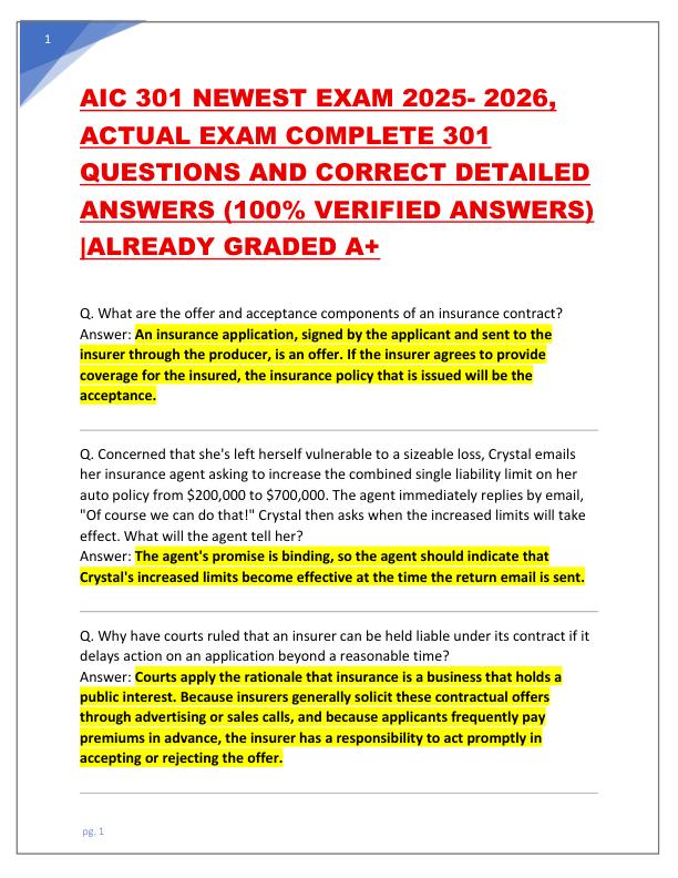 AIC 301 NEWEST EXAM 2025