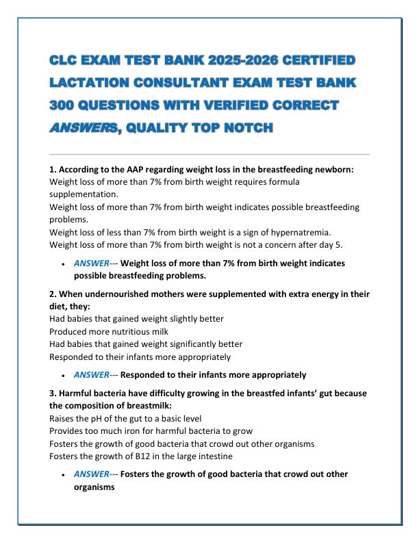 CLC EXAM TEST BANK 2025