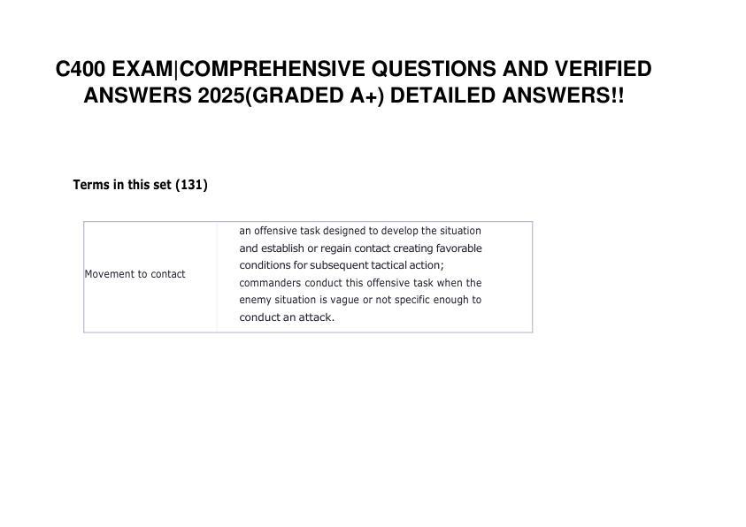C400 EXAM COMPREHENSIVE QUESTIONS AND VERIFIED ANSWERS 2025(GRADED A+) !