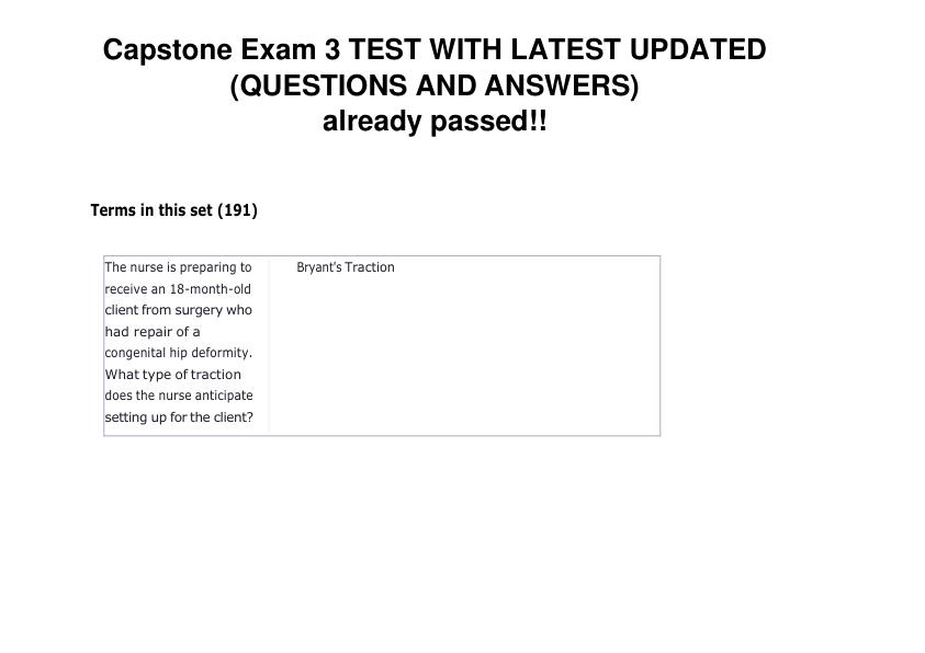 Capstone Exam 3 TEST WITH LATEST UPDATED already passed!!