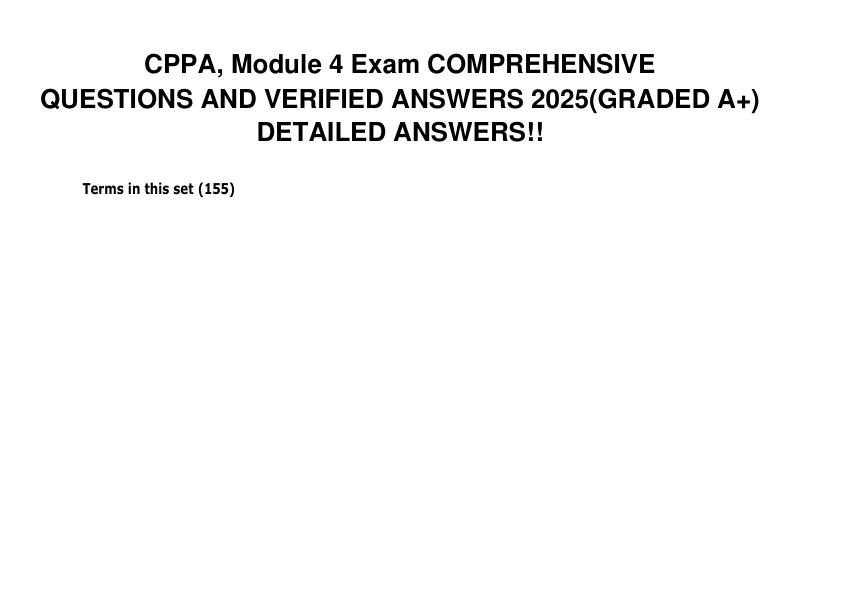 CPPA, Module 4 Exam COMPREHENSIVE QUESTIONS AND ANSWERS 2025 (GRADED A+)