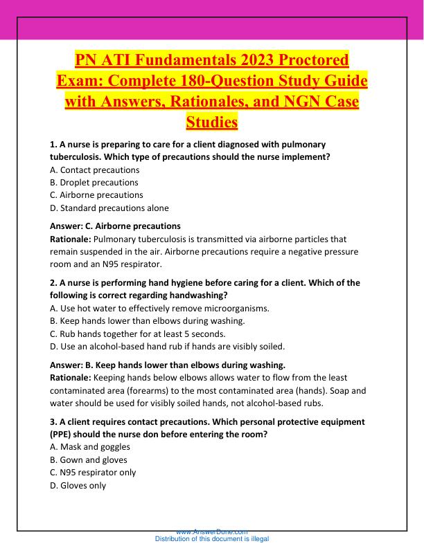 PN ATI Fundamentals 2023 Proctored Exam