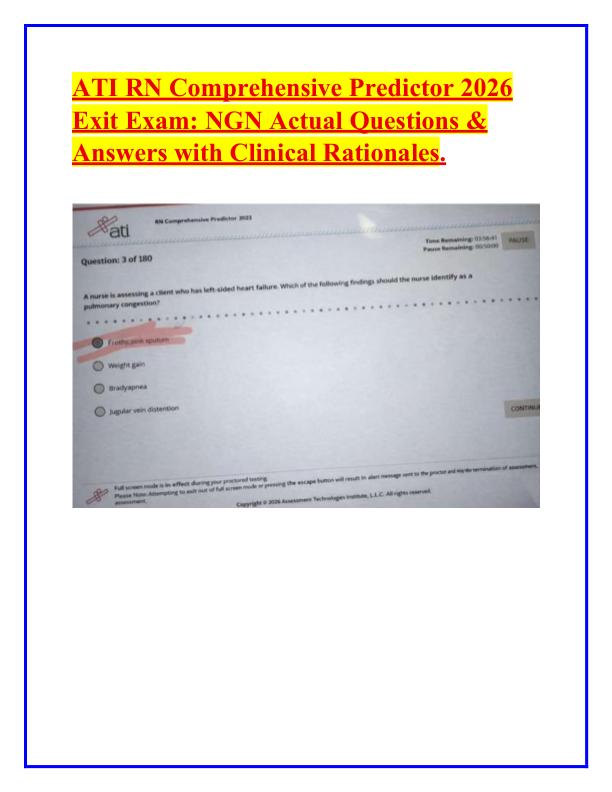 ATI RN Comprehensive Predictor 2026 Exit Exam